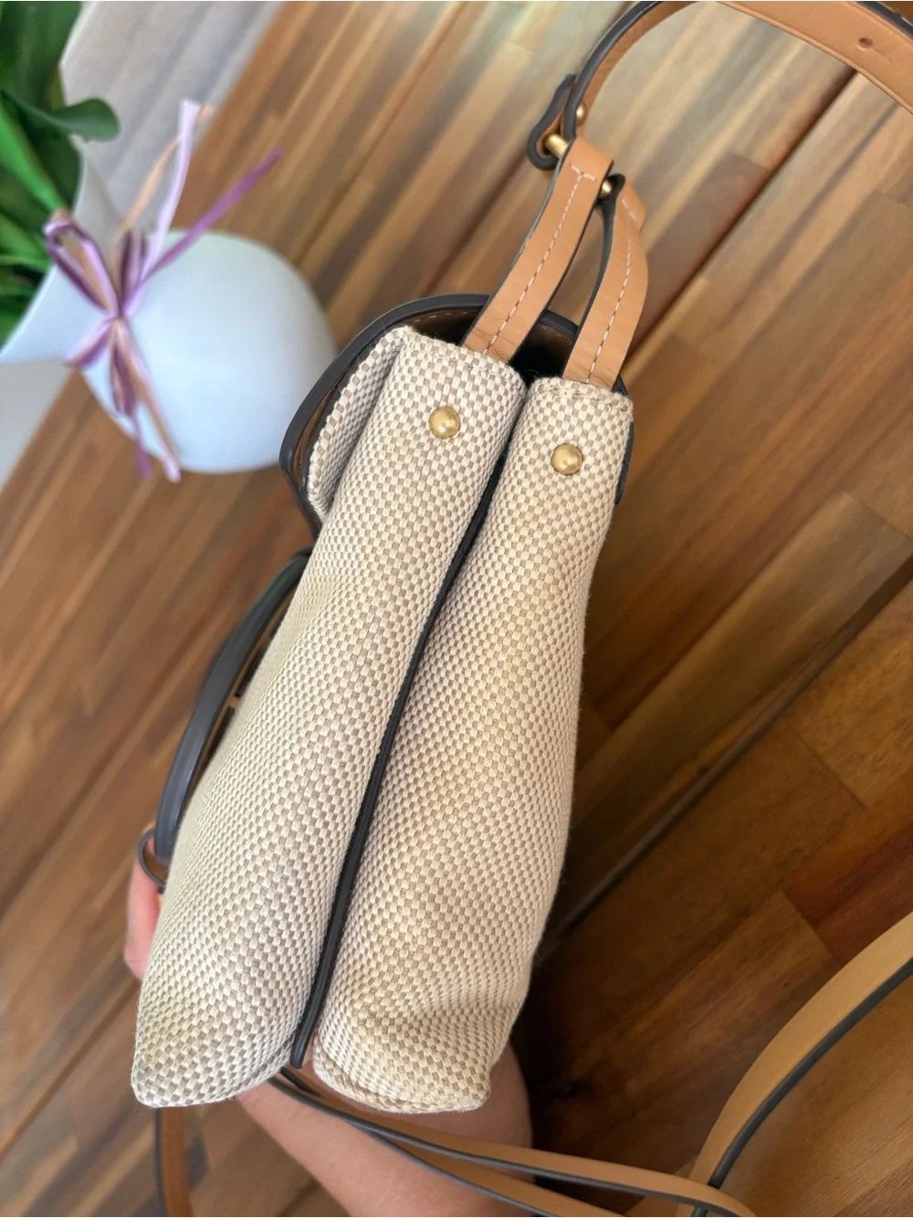 Authentic Tory Burch Miller Canvas Leather Crossbody